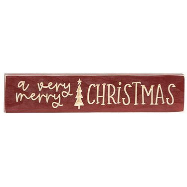 A Very Merry Christmas Engraved Sign 35 x 18 - The Fox Decor